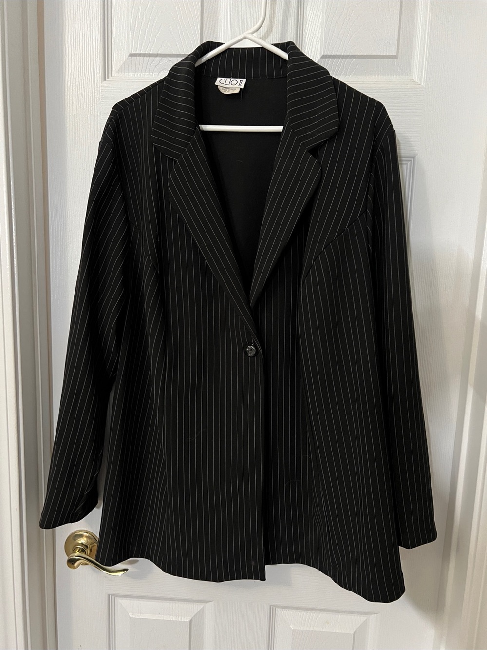 Clio Black Pinstripe Single-Button Blazer